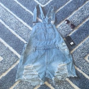 AMERICAN BAZI Denim Overalls Shorts